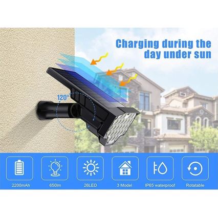 Viking - Lampe solaire LED/1W/3,7V IP65 6000K 2200 mAh