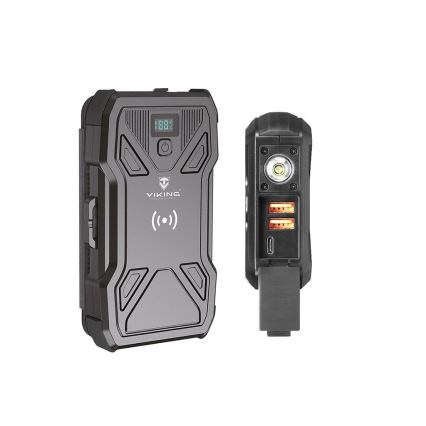Viking - Batterie externe avec lampe torche LED intégrée, recharge sans fil et panneau solaire, Power Delivery 22,5 W / 20 000 mAh