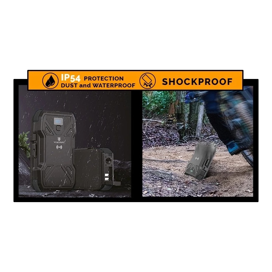 Viking - Batterie externe avec lampe torche LED intégrée, recharge sans fil et panneau solaire, Power Delivery 22,5 W / 20 000 mAh
