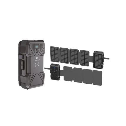 Viking - Batterie externe avec lampe LED, charge sans fil et panneau solaire Power Delivery 22,5W/30000 mAh