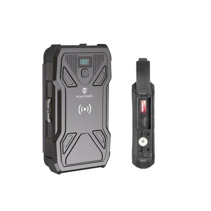 Viking - Batterie externe 10 000 mAh avec lampe torche LED intégrée, charge sans fil et panneau solaire, Power Delivery 22,5 W