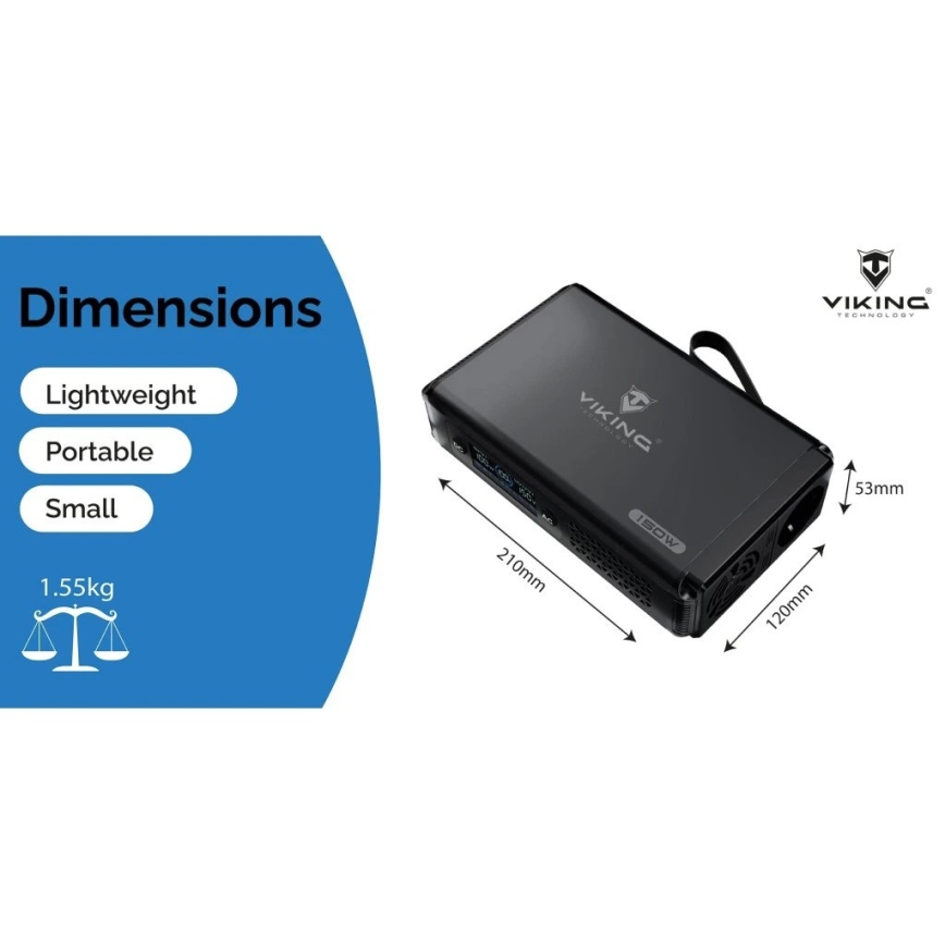 Viking - Station d'alimentation portable 10000 mAh avec écran LED et Power Delivery