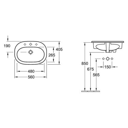 Villeroy & Boch 41615601 - Lavabo à encastrer O.NOVO 56x40,5 cm céramique/blanc