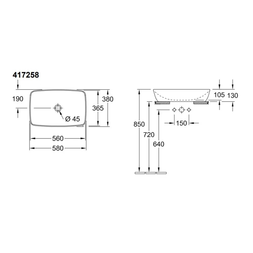 Villeroy & Boch 417258R1 - Vasque à poser ARTIS 58 x 38,5 cm céramique/blanc