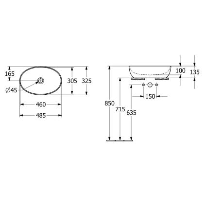 Villeroy & Boch 43884801 - Vasque à poser ARTIS 48 x 32,5 cm en céramique, blanche