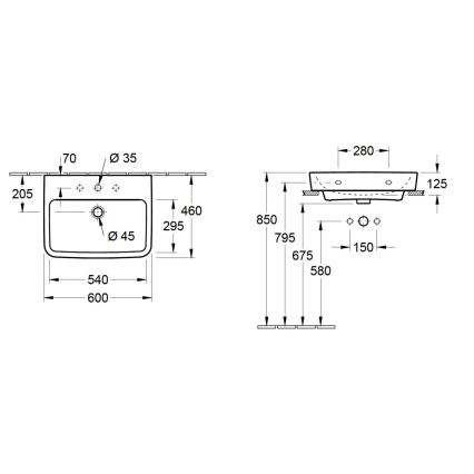 Villeroy & Boch 4A416G01 - Lavabo suspendu O.NOVO 60x46 cm céramique/blanc