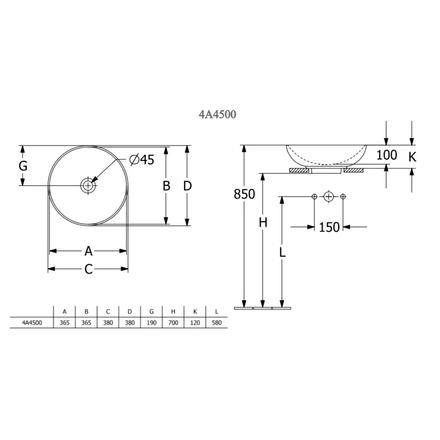 Villeroy & Boch 4A450001 - Lavabo à poser LOOP&FRIENDS Ø 38 cm céramique/blanc