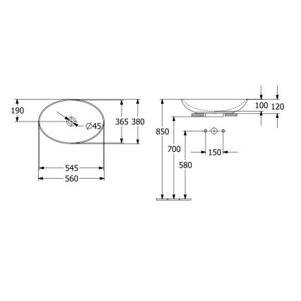 Villeroy & Boch 4A4700R1 - Vasque à poser LOOP&FRIENDS 56x38 cm céramique/blanc