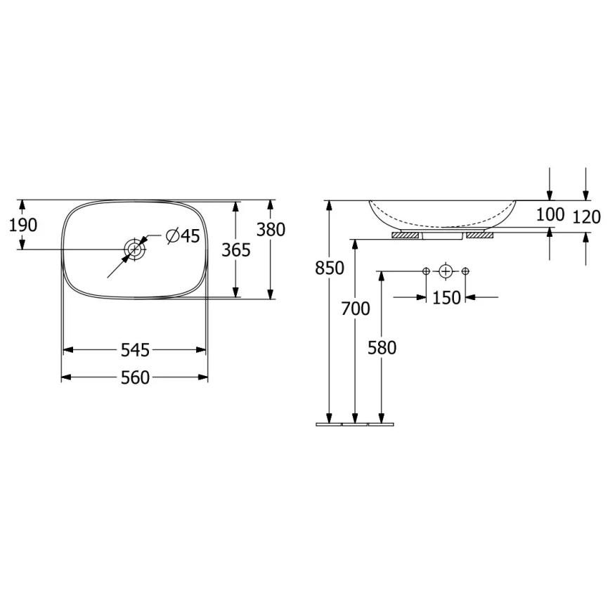 Villeroy & Boch 4A490001 - Lavabo à poser LOOP&FRIENDS 56 x 38 cm céramique/blanc