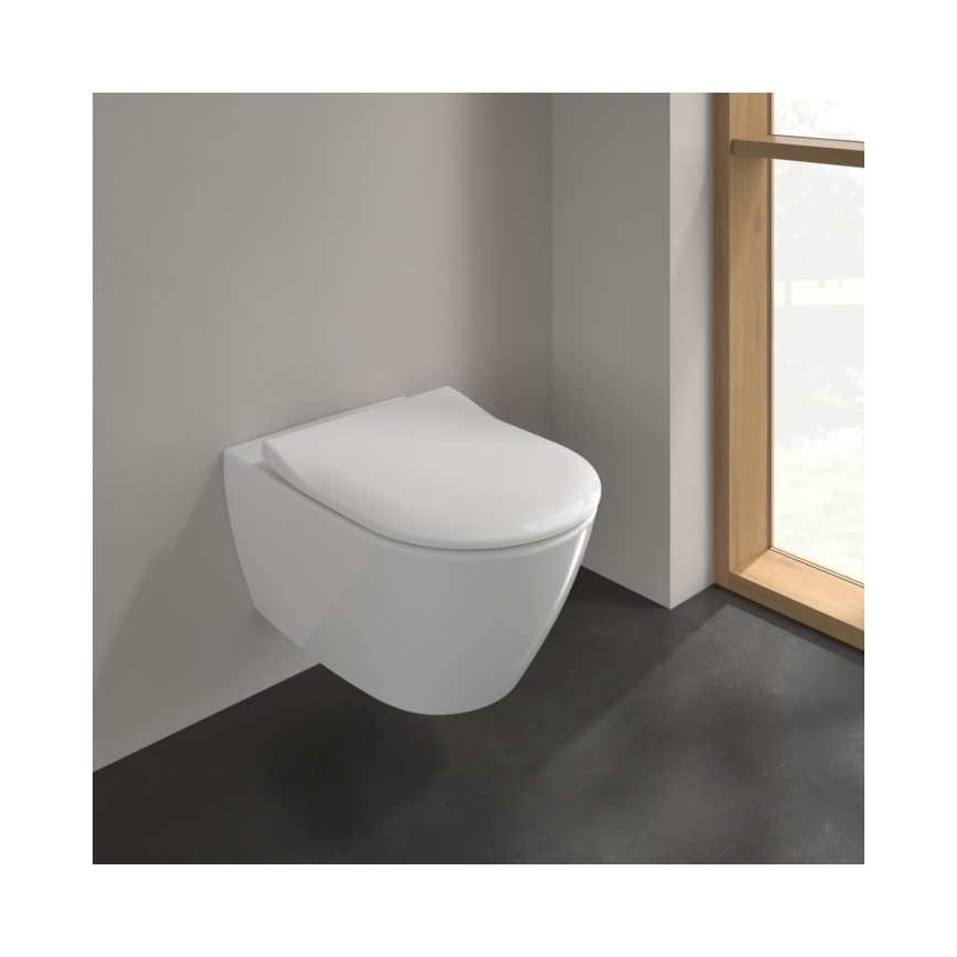 Villeroy & Boch 5614R201 - WC suspendu avec abattant SoftClose SUBWAY 2.0 céramique/blanc