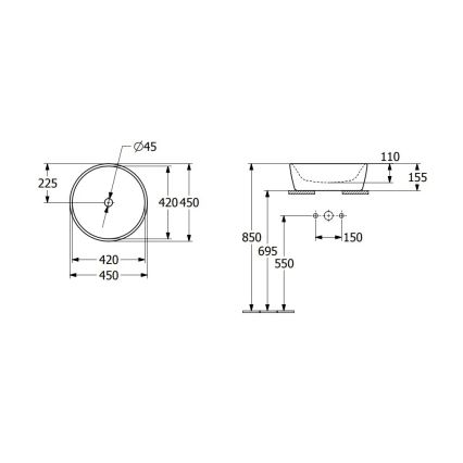 Villeroy & Boch 5A254501 - Lavabo à poser ARCHITECTURA Ø 45 cm céramique/blanc