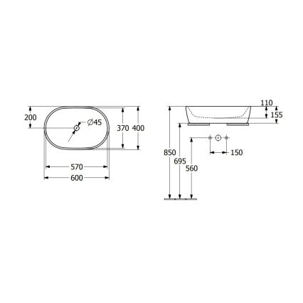 Villeroy & Boch 5A266001 - Vasque à poser ARCHITECTURA 60x40 cm céramique/blanc