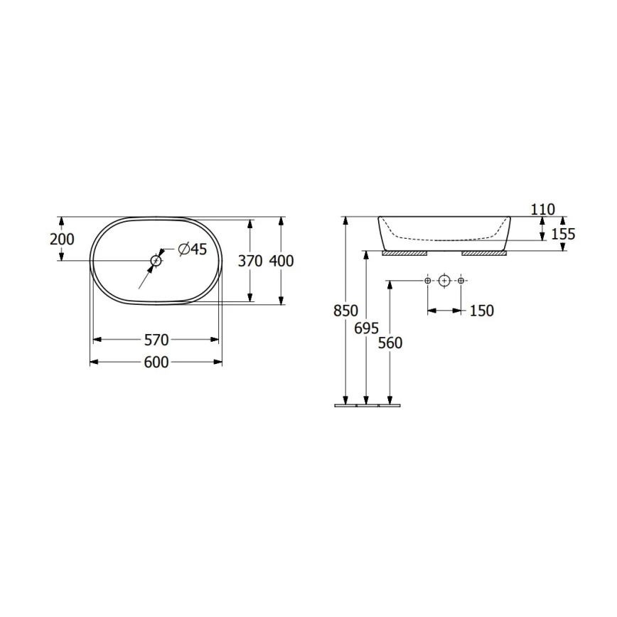 Villeroy & Boch 5A266001 - Vasque à poser ARCHITECTURA 60x40 cm céramique/blanc