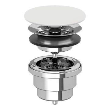 Villeroy & Boch 680800RW - Bonde de lavabo blanche / chrome brillant