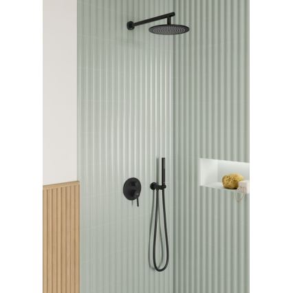 Villeroy & Boch TVC000462000K5 - Support de douche mural avec sortie d'eau, finition noir mat