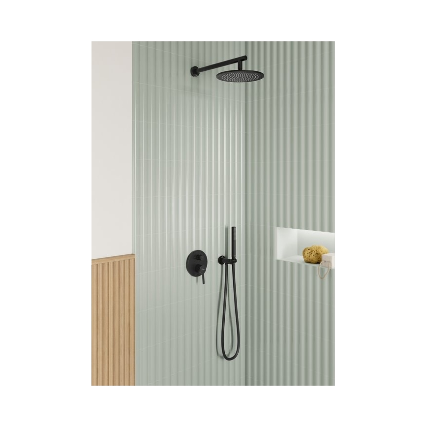 Villeroy & Boch TVC000462000K5 - Support de douche mural avec sortie d'eau, finition noir mat