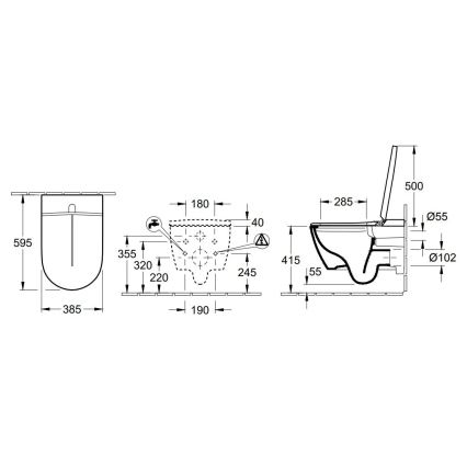 Villeroy & Boch V0E100R1 - Bidet suspendu avec abattant SoftClose VICLEAN céramique/blanc +télécommande