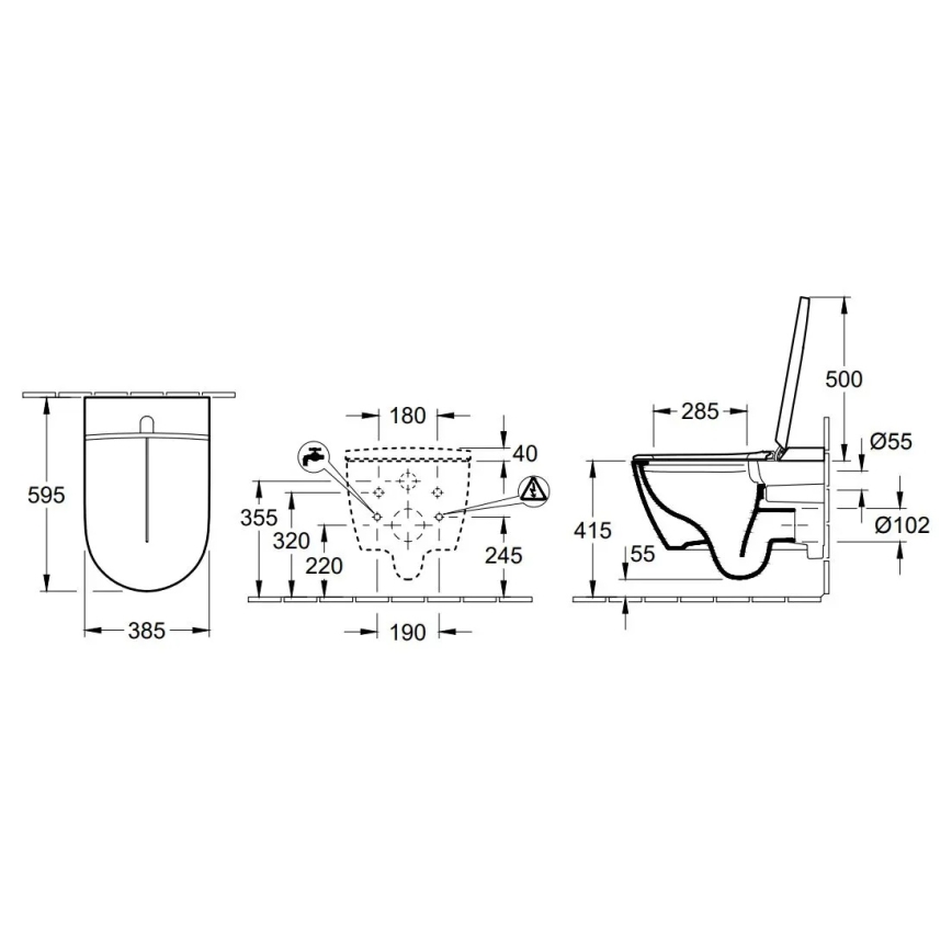 Villeroy & Boch V0E100R1 - Bidet suspendu avec abattant SoftClose VICLEAN céramique/blanc +télécommande