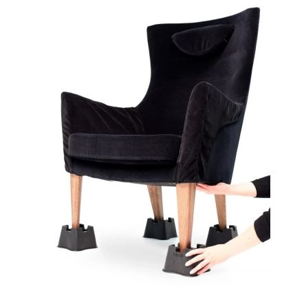 Vitility - Lot de 4 rehausseurs de lit (hauteur 7 cm), noir