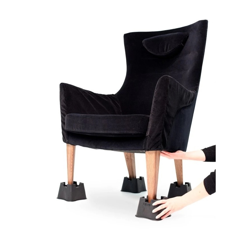 Vitility - Lot de 4 rehausseurs de lit (hauteur 7 cm), noir