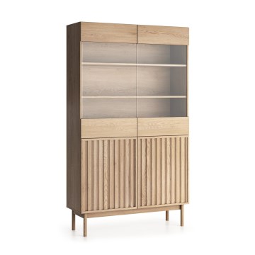 Vitrine KIOTO 106x183x37 cm chêne Cremona/verre