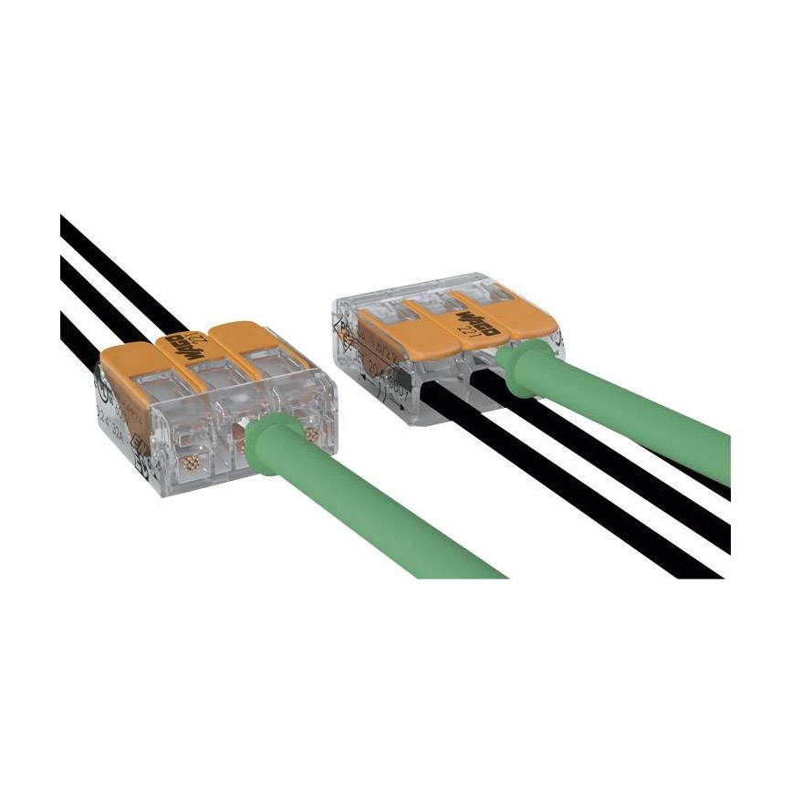 Wago 221-413 Borne Mini Connexion à Leviers 3 Fils Souples ou Rigides  jusqu'à 4 mm² Intensité Max 32A Tension 450v