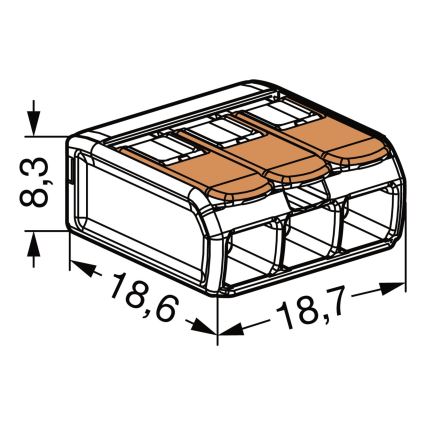 WAGO 221-413 - Borne de raccordement COMPACT 3x4 450V orange