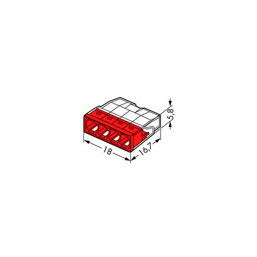 WAGO 2273-204 - Borne de boîte de jonction COMPACT 4x2,5 450V rouge