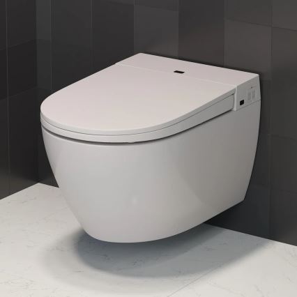 WC suspendu avec bidet intégré TISVILDELEJE 1600W/230V + abattant WC SoftClose à fermeture douce + bouton de chasse SIGMA + module encastré + patin isolant + télécommande