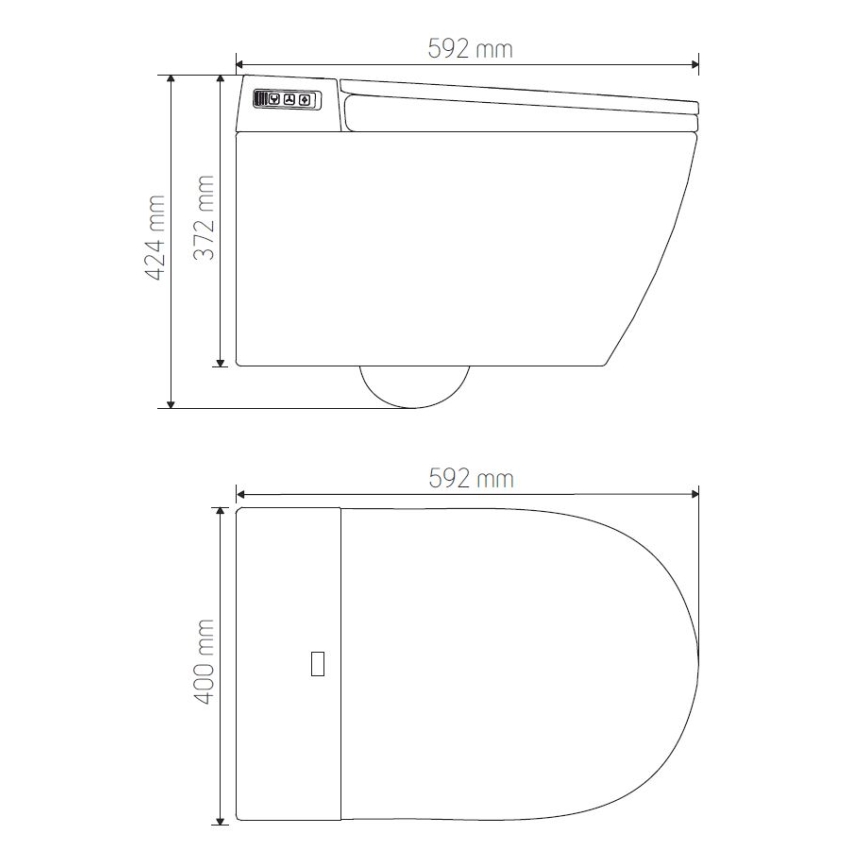 WC suspendu avec bidet TISVILDELEJE 1600W/230V blanc + télécommande