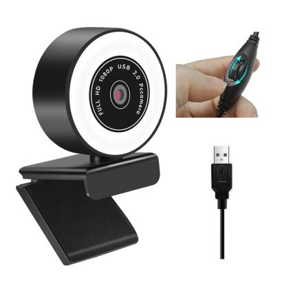 Webcam 2K avec éclairage LED à intensité variable