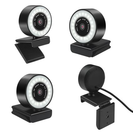 Webcam 2K avec éclairage LED à intensité variable