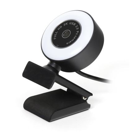 Webcam 2K avec éclairage LED à intensité variable