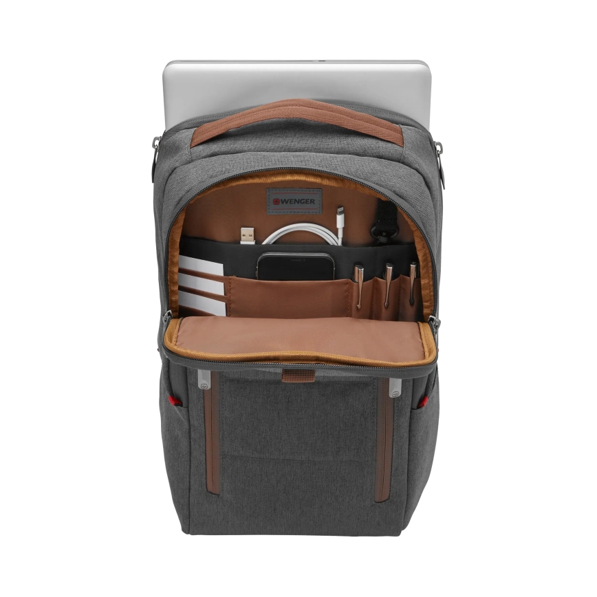 Wenger - Sac à dos pour ordinateur portable 15 l 16" avec pochette pour tablette 12" + crossbody bag Ville Upgrade 2en1 gris