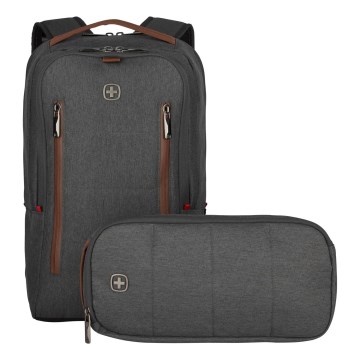 Wenger - Sac à dos pour ordinateur portable 15 l 16" avec pochette pour tablette 12" + crossbody bag Ville Upgrade 2en1 gris
