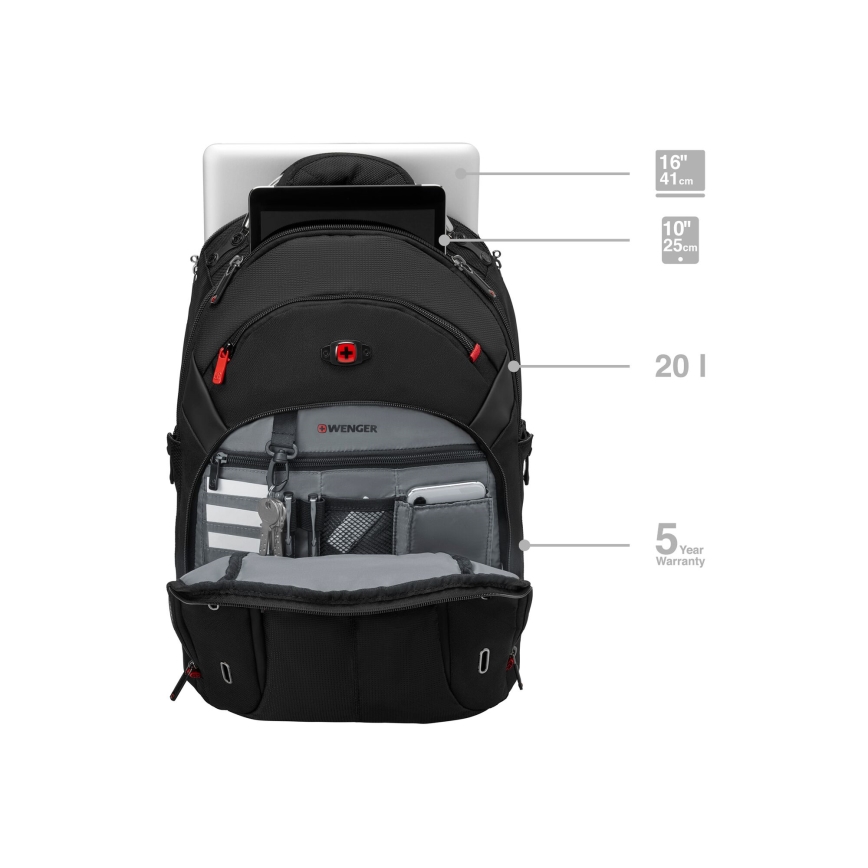 Wenger - Sac à dos pour ordinateur portable 20 l 15" avec pochette pour tablette 10" Gigabyte noir