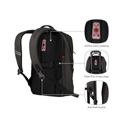 Wenger - Sac à dos pour ordinateur portable 21 l 16" avec pochette pour tablette 10" MX Luminaire noir