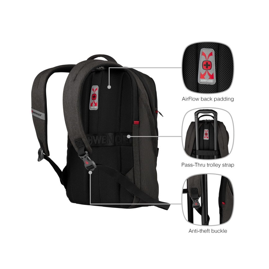 Wenger - Sac à dos pour ordinateur portable 21 l 16" avec pochette pour tablette 10" MX Luminaire noir
