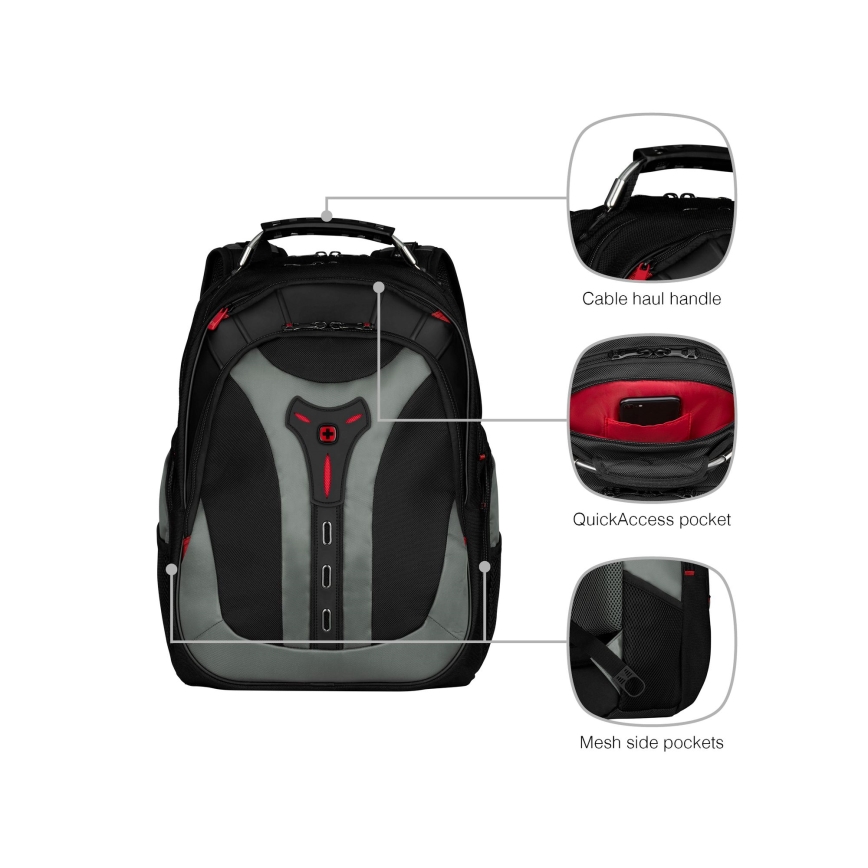 Wenger - Sac à dos pour ordinateur portable 25 l 17" avec pochette pour tablette 12" Pegasus noir/gris