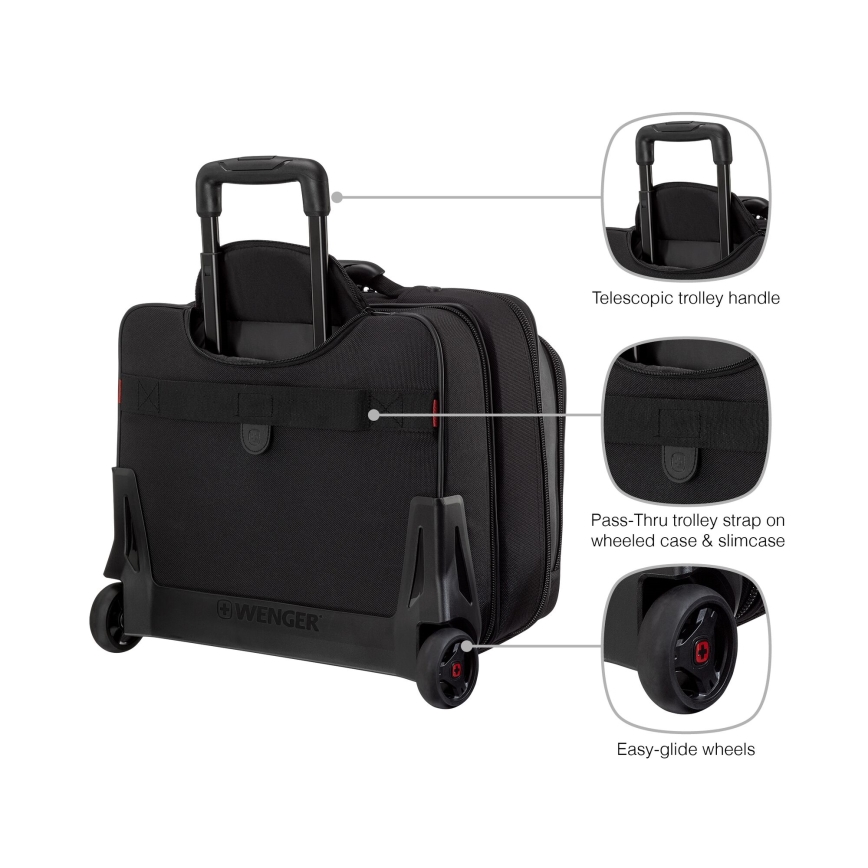 Wenger - Valise de voyage à roulettes 23 l 17" + sacoche pour ordinateur portable 15,4" Potomac noir