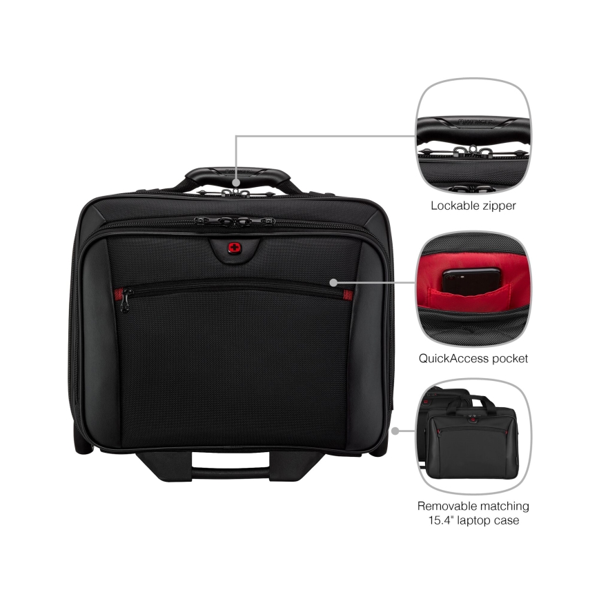 Wenger - Valise de voyage à roulettes 23 l 17" + sacoche pour ordinateur portable 15,4" Potomac noir