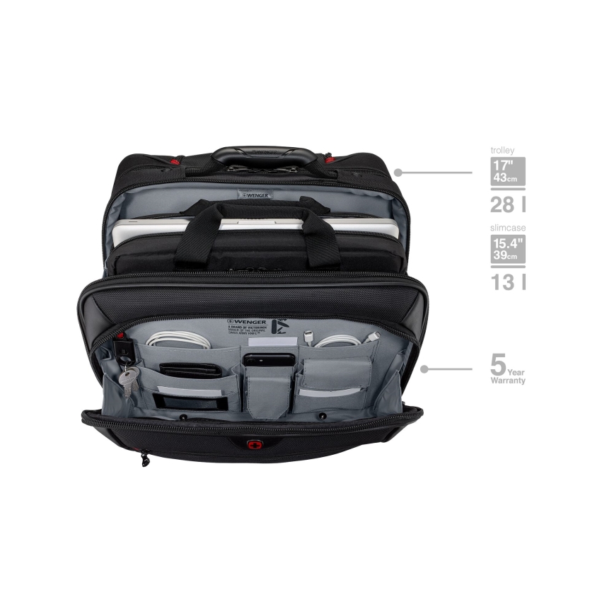 Wenger - Valise de voyage à roulettes 23 l 17" + sacoche pour ordinateur portable 15,4" Potomac noir
