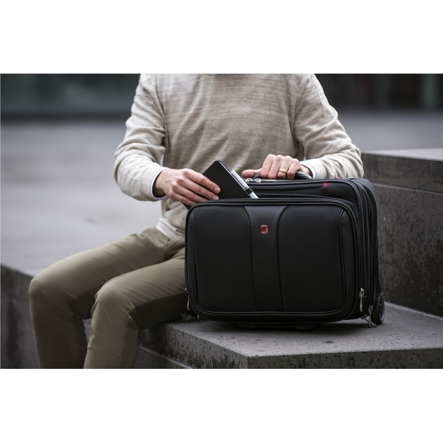 Wenger - Valise de voyage à roulettes 25 l 17" + sacoche pour ordinateur portable 15,6" Patriot noir