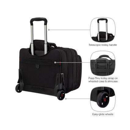 Wenger - Valise de voyage à roulettes 25 l 17" + sacoche pour ordinateur portable 15,6" Patriot noir