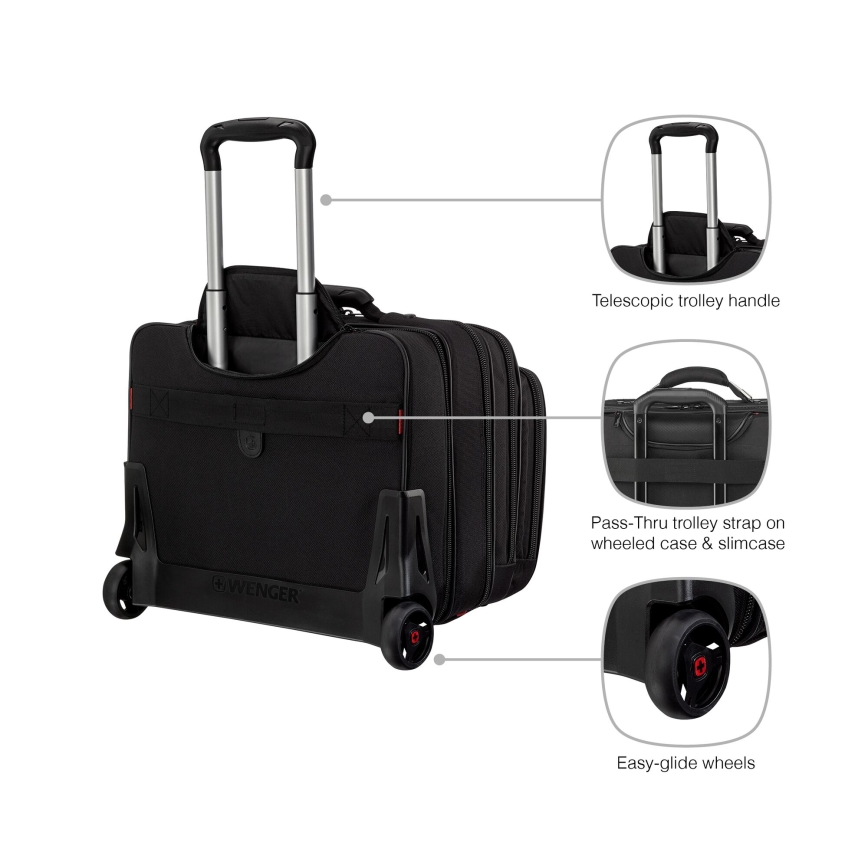 Wenger - Valise de voyage à roulettes 25 l 17" + sacoche pour ordinateur portable 15,6" Patriot noir