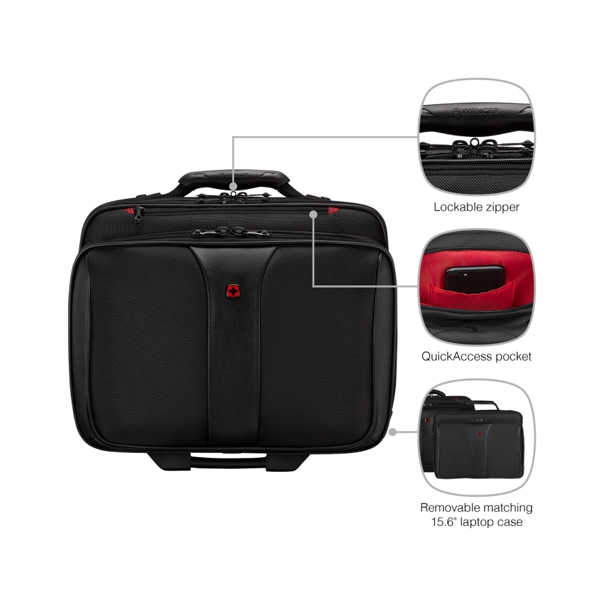 Wenger - Valise de voyage à roulettes 25 l 17" + sacoche pour ordinateur portable 15,6" Patriot noir