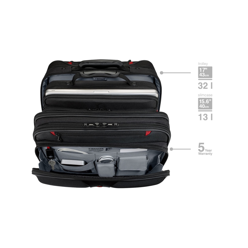 Wenger - Valise de voyage à roulettes 25 l 17" + sacoche pour ordinateur portable 15,6" Patriot noir