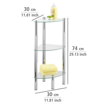 WENKO 15850100 - Étagère YAGO 30x74 cm inox/argent/transparent