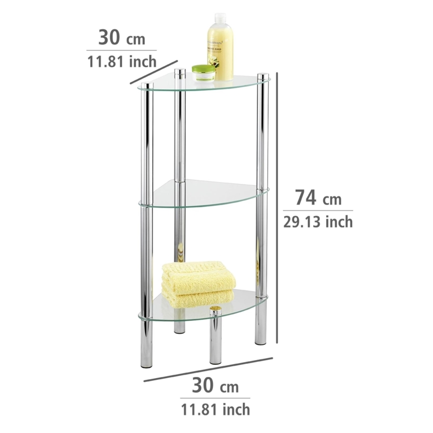 WENKO 15850100 - Étagère YAGO 30x74 cm inox/argent/transparent