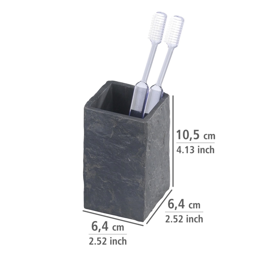 WENKO 17920100 - Gobelet SLATE ROCK 6,4x10,5 cm anthracite